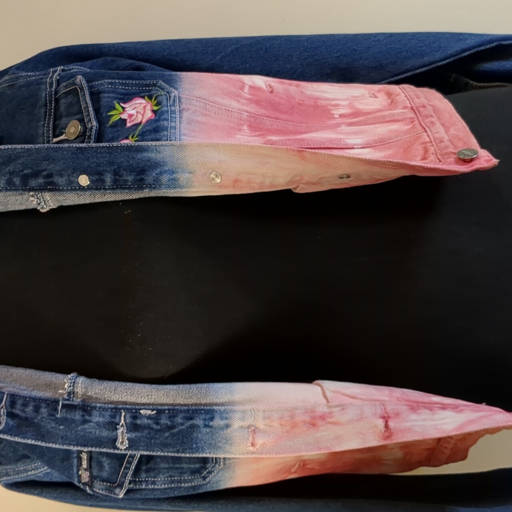 VINTAGE Route 66 Original Clothing Co. Girl's jean jacket with pink embr… - Picture 9 of 14